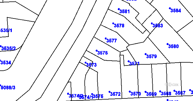 Parcela st. 3576 v KÚ Přerov, Katastrální mapa