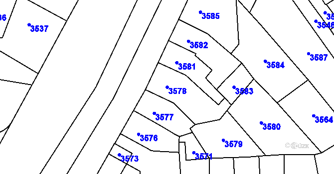 Parcela st. 3578 v KÚ Přerov, Katastrální mapa
