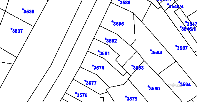 Parcela st. 3581 v KÚ Přerov, Katastrální mapa