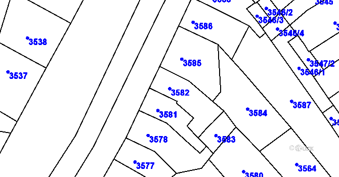 Parcela st. 3582 v KÚ Přerov, Katastrální mapa