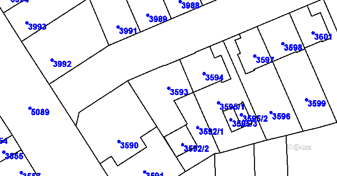 Parcela st. 3593 v KÚ Přerov, Katastrální mapa