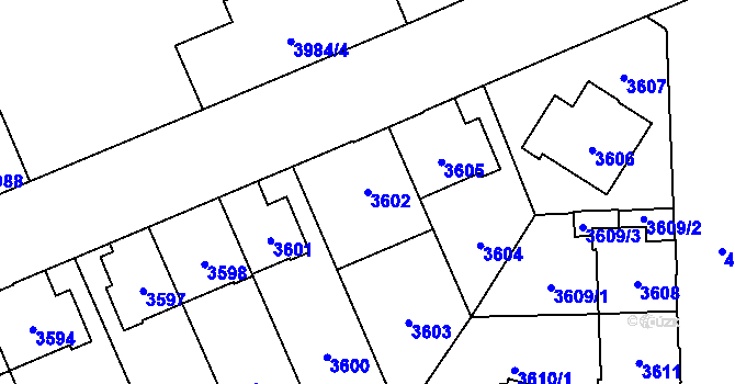 Parcela st. 3602 v KÚ Přerov, Katastrální mapa