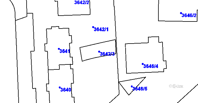 Parcela st. 3642/3 v KÚ Přerov, Katastrální mapa