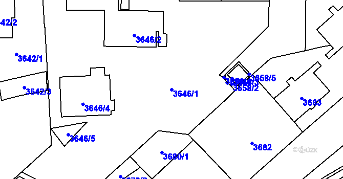 Parcela st. 3646/1 v KÚ Přerov, Katastrální mapa