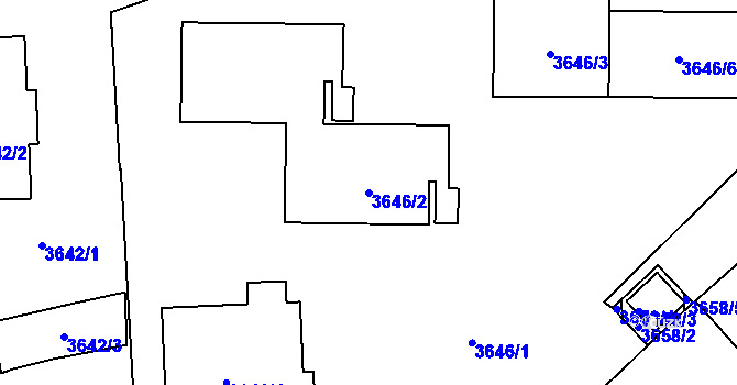 Parcela st. 3646/2 v KÚ Přerov, Katastrální mapa