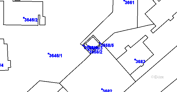 Parcela st. 3658/3 v KÚ Přerov, Katastrální mapa