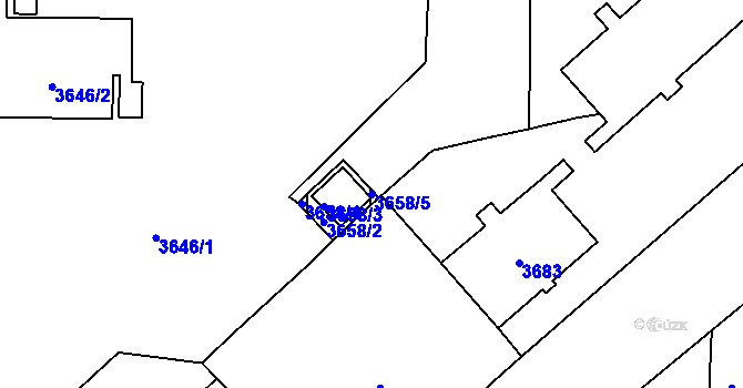 Parcela st. 3658/5 v KÚ Přerov, Katastrální mapa