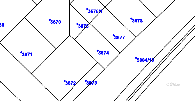 Parcela st. 3674 v KÚ Přerov, Katastrální mapa