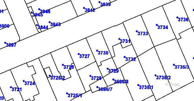 Parcela st. 3730 v KÚ Přerov, Katastrální mapa