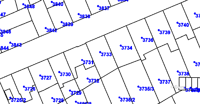Parcela st. 3733 v KÚ Přerov, Katastrální mapa