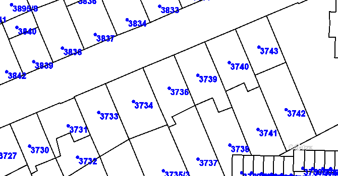 Parcela st. 3736 v KÚ Přerov, Katastrální mapa