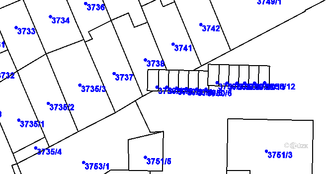 Parcela st. 3750/2 v KÚ Přerov, Katastrální mapa