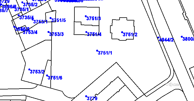 Parcela st. 3751/1 v KÚ Přerov, Katastrální mapa