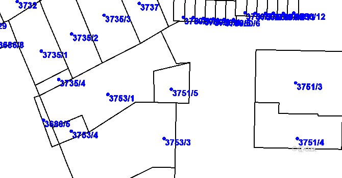 Parcela st. 3751/5 v KÚ Přerov, Katastrální mapa