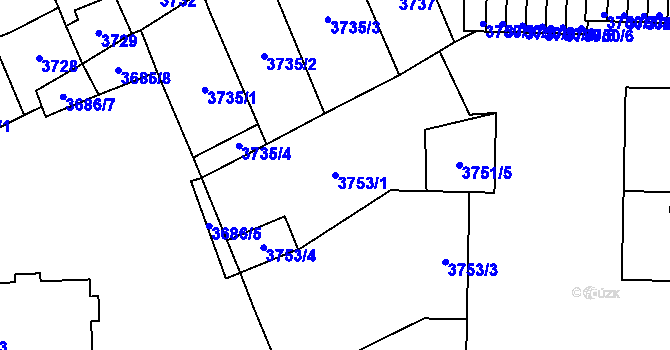 Parcela st. 3753/1 v KÚ Přerov, Katastrální mapa