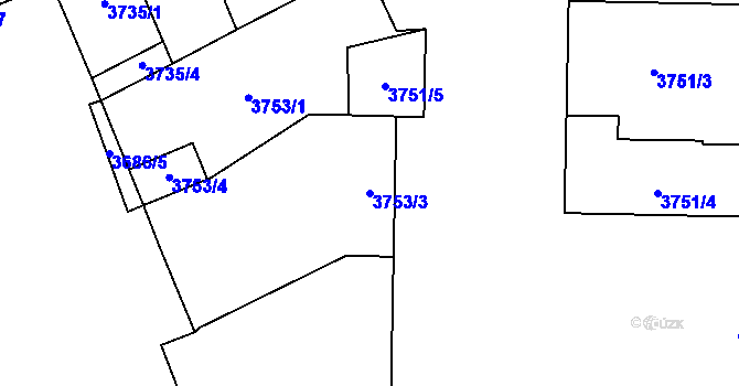 Parcela st. 3753/3 v KÚ Přerov, Katastrální mapa