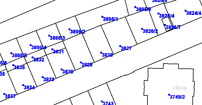 Parcela st. 3828 v KÚ Přerov, Katastrální mapa