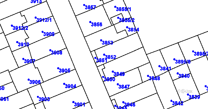 Parcela st. 3852 v KÚ Přerov, Katastrální mapa