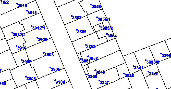 Parcela st. 3853 v KÚ Přerov, Katastrální mapa