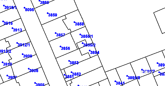 Parcela st. 3855/2 v KÚ Přerov, Katastrální mapa