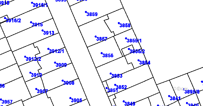 Parcela st. 3856 v KÚ Přerov, Katastrální mapa