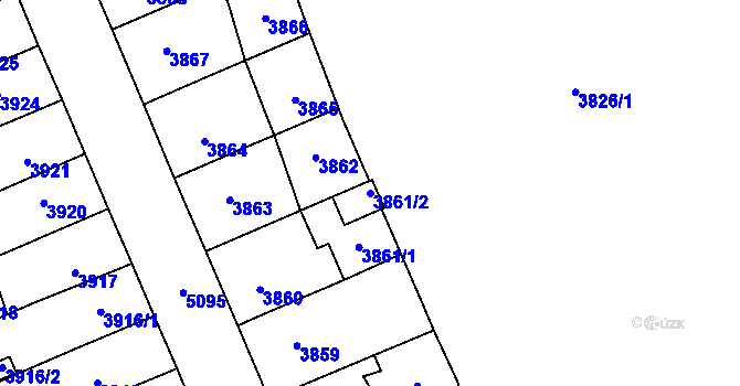Parcela st. 3861/2 v KÚ Přerov, Katastrální mapa