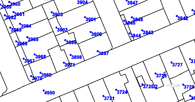 Parcela st. 3897 v KÚ Přerov, Katastrální mapa