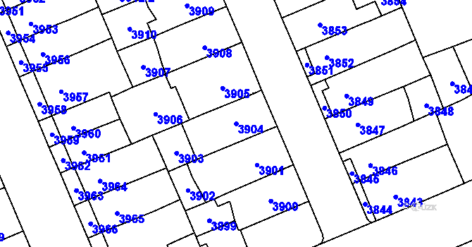 Parcela st. 3904 v KÚ Přerov, Katastrální mapa