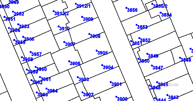 Parcela st. 3905 v KÚ Přerov, Katastrální mapa