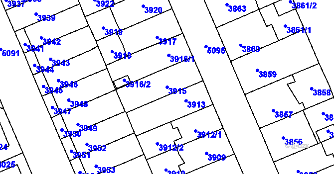 Parcela st. 3915 v KÚ Přerov, Katastrální mapa