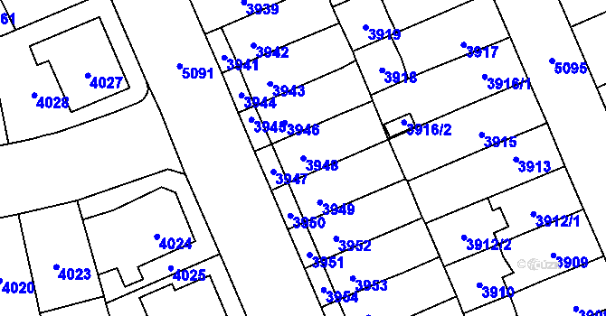 Parcela st. 3948 v KÚ Přerov, Katastrální mapa