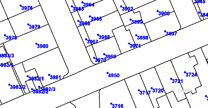 Parcela st. 3969 v KÚ Přerov, Katastrální mapa
