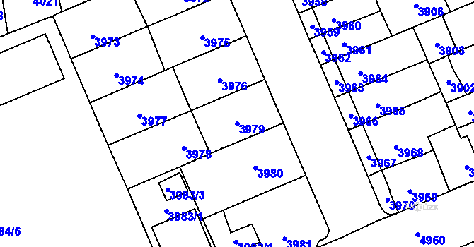 Parcela st. 3979 v KÚ Přerov, Katastrální mapa