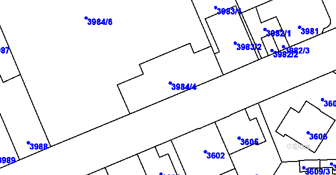 Parcela st. 3984 v KÚ Přerov, Katastrální mapa