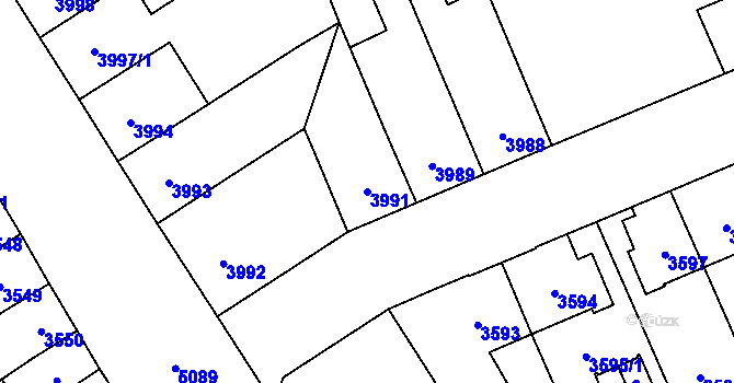 Parcela st. 3991 v KÚ Přerov, Katastrální mapa