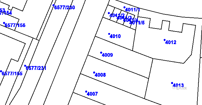Parcela st. 4009 v KÚ Přerov, Katastrální mapa