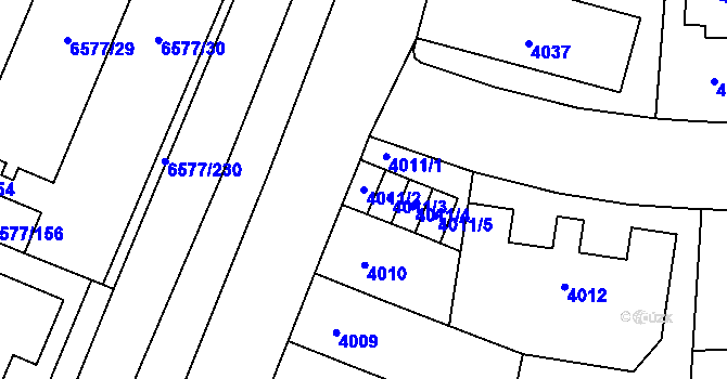 Parcela st. 4011/2 v KÚ Přerov, Katastrální mapa