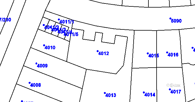 Parcela st. 4012 v KÚ Přerov, Katastrální mapa