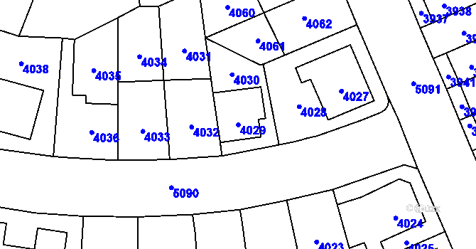 Parcela st. 4029 v KÚ Přerov, Katastrální mapa