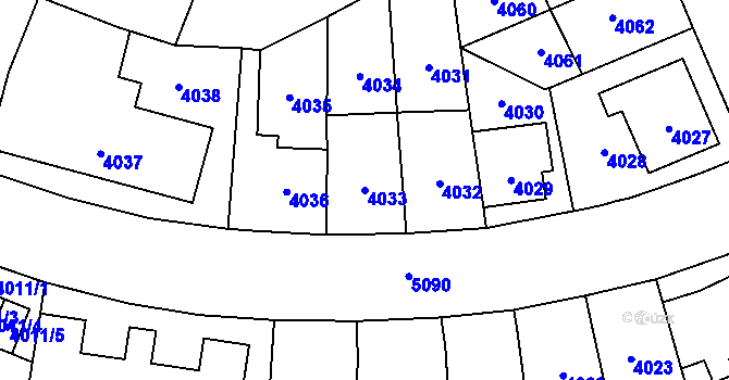 Parcela st. 4033 v KÚ Přerov, Katastrální mapa