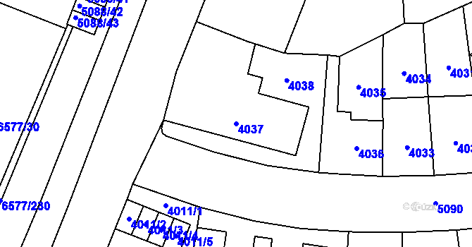 Parcela st. 4037 v KÚ Přerov, Katastrální mapa