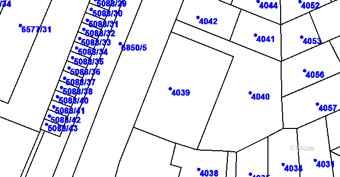 Parcela st. 4039 v KÚ Přerov, Katastrální mapa