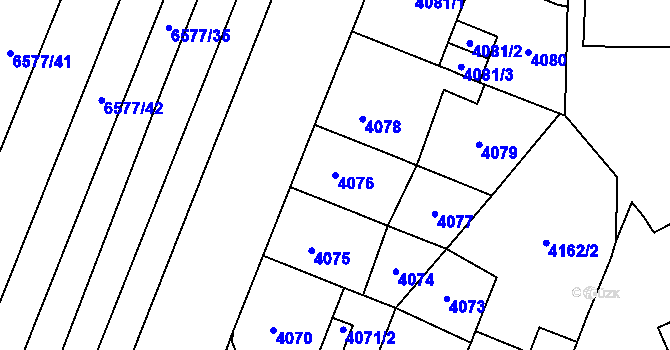Parcela st. 4076 v KÚ Přerov, Katastrální mapa