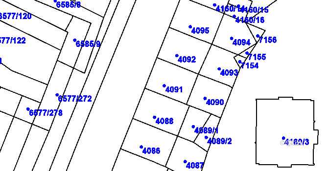 Parcela st. 4091 v KÚ Přerov, Katastrální mapa