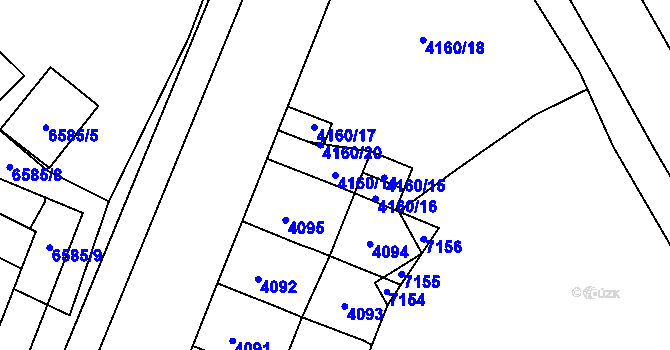 Parcela st. 4160/14 v KÚ Přerov, Katastrální mapa