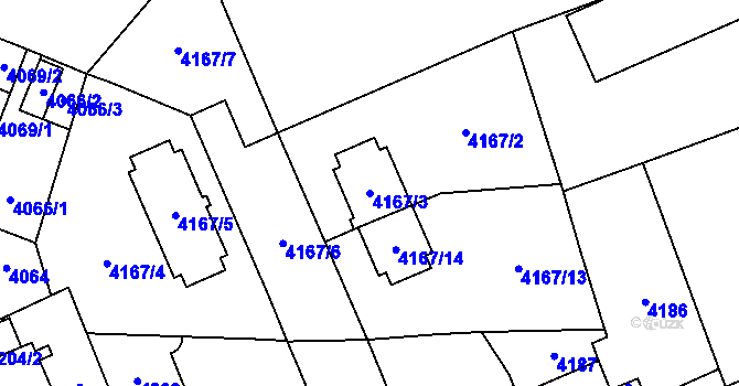 Parcela st. 4167/3 v KÚ Přerov, Katastrální mapa