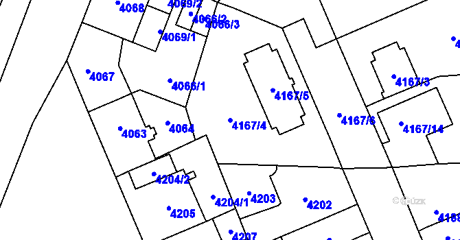 Parcela st. 4167/4 v KÚ Přerov, Katastrální mapa