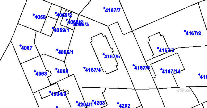 Parcela st. 4167/5 v KÚ Přerov, Katastrální mapa