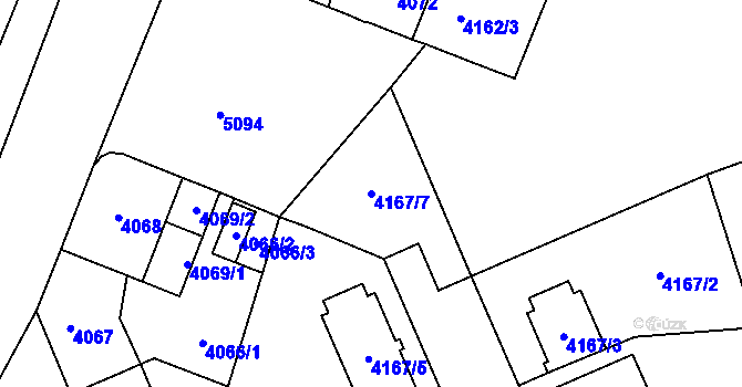Parcela st. 4167/7 v KÚ Přerov, Katastrální mapa