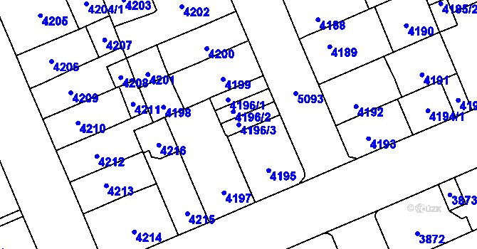 Parcela st. 4196/3 v KÚ Přerov, Katastrální mapa